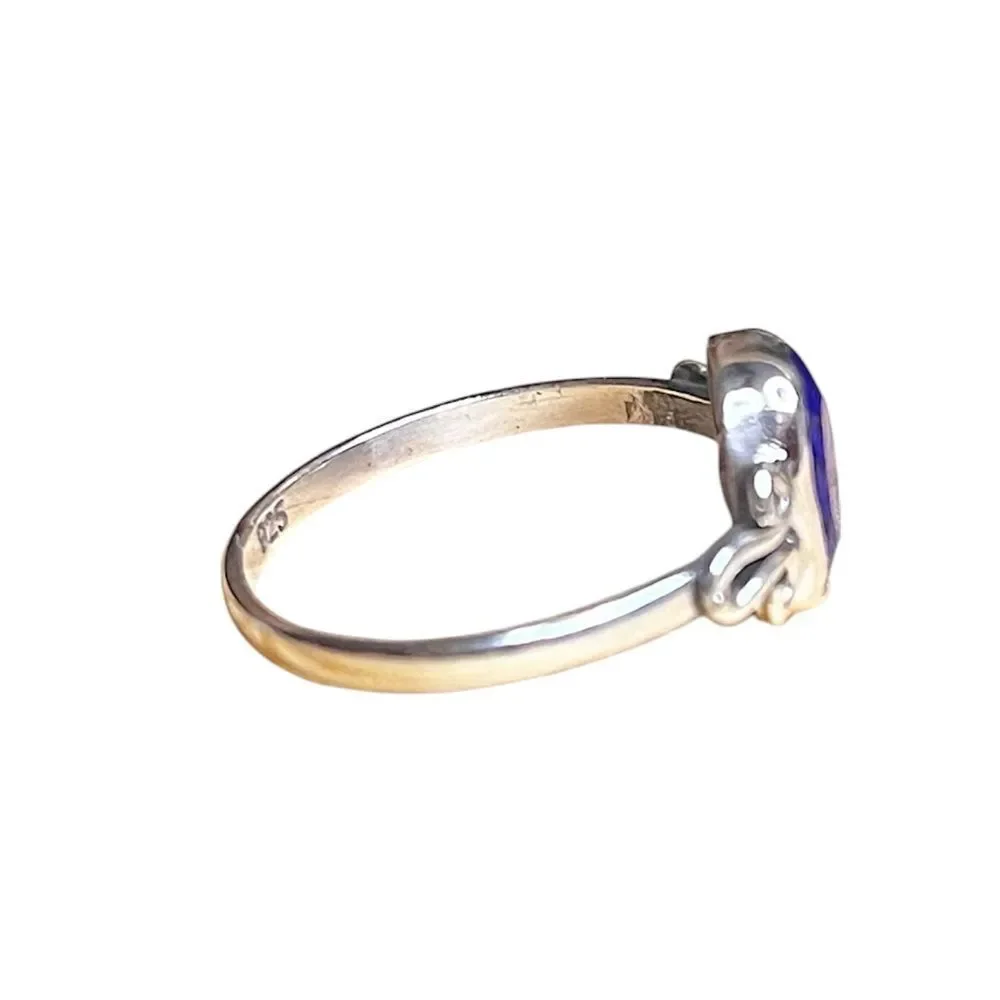 Elegant Artisan Sterling Silver Genuine Faceted Iolite Ring Size 7.5